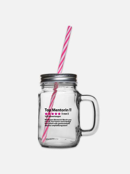 Mentorin Abschiedsgeschenk Dankeschön Grundschule - Henkelglas mit Schraubdeckel - Klar