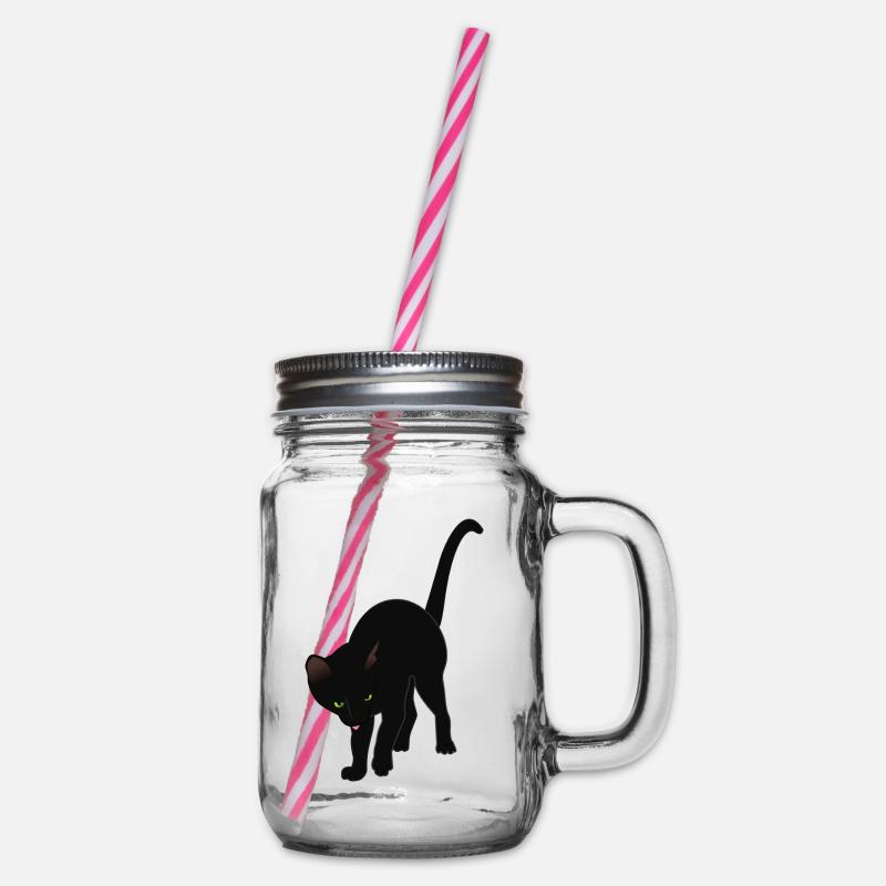 chat noir - Bocal à boisson - transparent