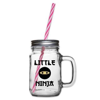 Little ninja (face of a ninja) - Glass jar with handle and screw cap - clear - Right
