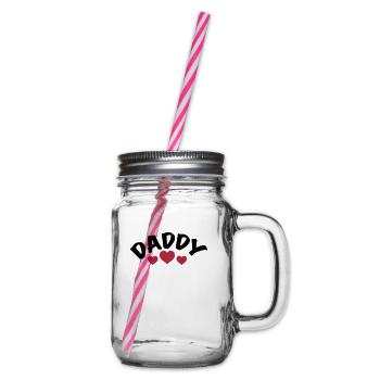 Dad / Daddy / Papa / Herz / i love my dad 2c - Henkelglas mit Schraubdeckel - Klar - Rechts