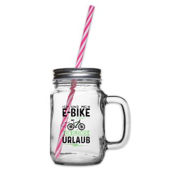 Ich Und Mein E-Bike Jede Fahrt Ein Kleiner Urlaub - Henkelglas mit Schraubdeckel - Klar - Rechts