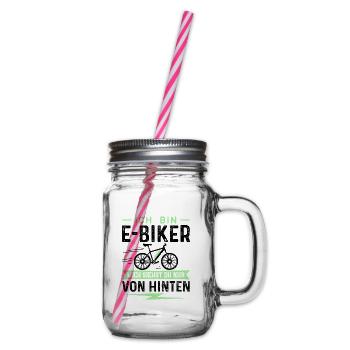 Ich Bin E-Biker Mich Siehst Du Nur Von Hinten - Henkelglas mit Schraubdeckel - Klar - Rechts