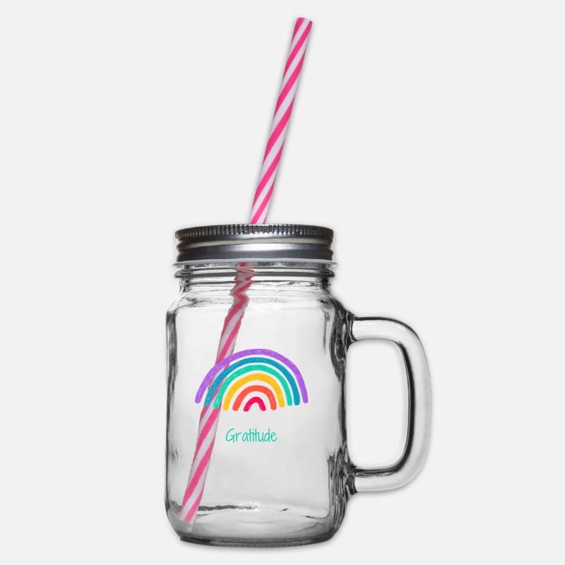 Dankbarkeit Regenbogen - Henkelglas mit Schraubdeckel - Klar