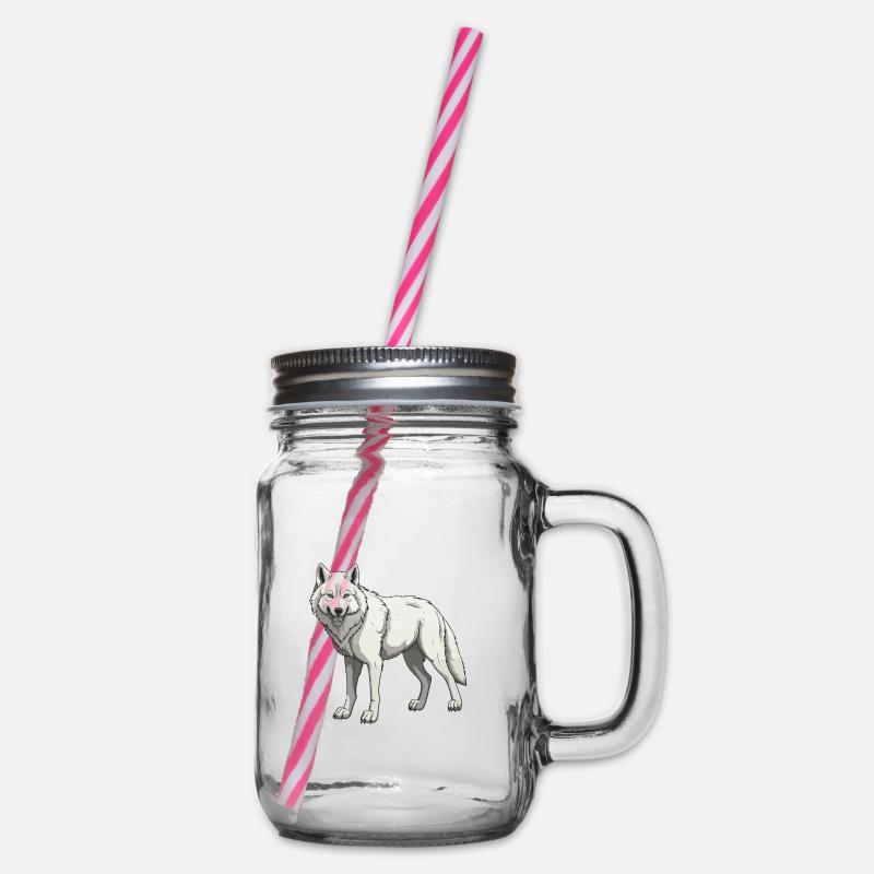 Wolf Tier - Henkelglas mit Schraubdeckel - Klar