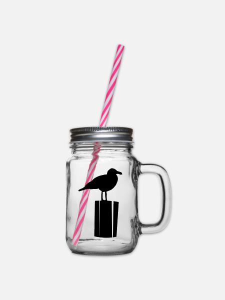 Möwe sitzend - Henkelglas mit Schraubdeckel - Klar