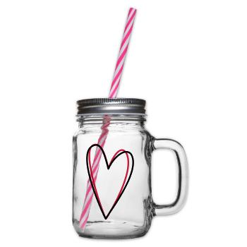 Heart love friendship symbol gift idea - Glass jar with handle and screw cap - clear - Right