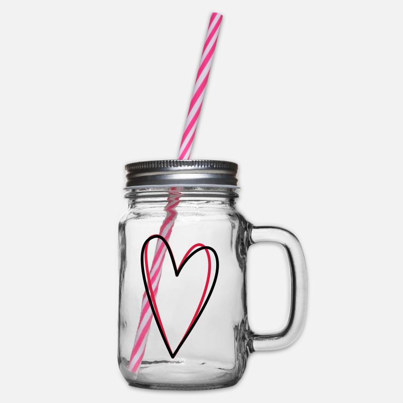Herz Liebe Freundschaft Symbol Geschenkidee - Henkelglas mit Schraubdeckel - Klar