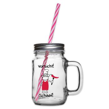 Vorsicht schaaf! - Henkelglas mit Schraubdeckel - Klar - Rechts