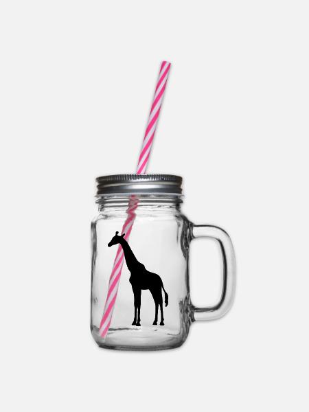 Giraffe Silhouette - Henkelglas mit Schraubdeckel - Klar