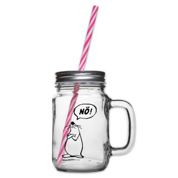 Nö Maus schwarz NÖ - Henkelglas mit Schraubdeckel - Klar - Rechts