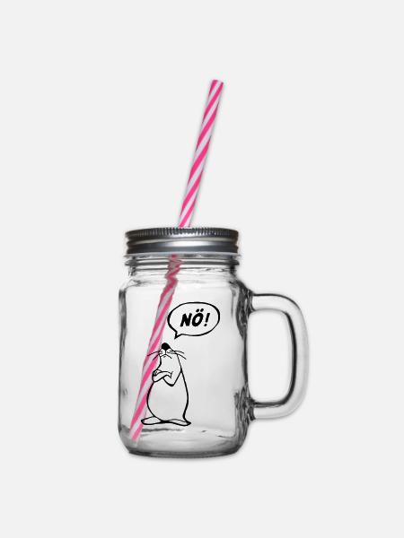 Nö Maus schwarz NÖ - Henkelglas mit Schraubdeckel - Klar