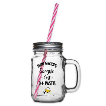 Mon groupe sanguin c'est O+ Pastis - Bocal à boisson - transparent - Droite