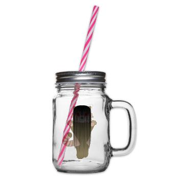 Red panda disguised as a demon girl for Halloween - Glass jar with handle and screw cap - clear - Right