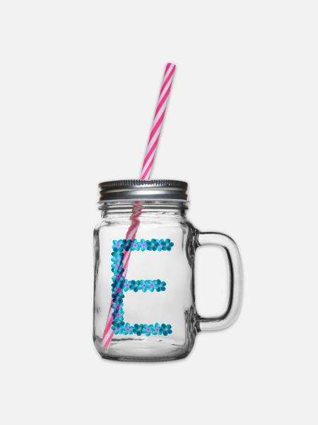 E aus blauen Blüten - Henkelglas mit Schraubdeckel - Klar