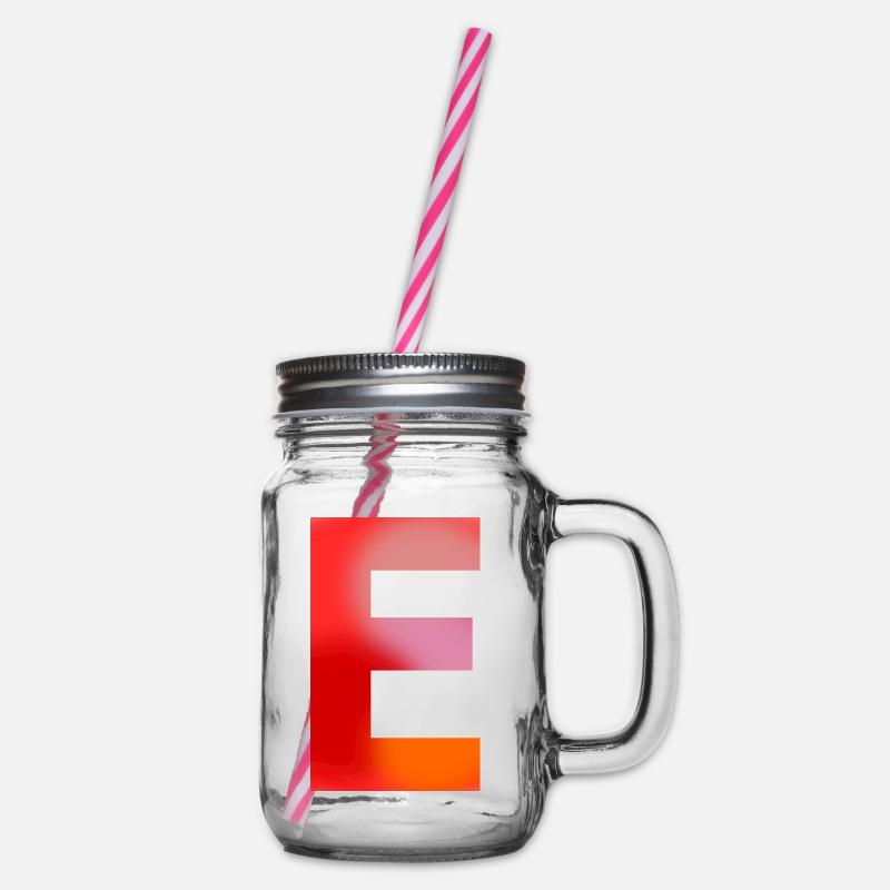 BUCHSTABE E - Henkelglas mit Schraubdeckel - Klar
