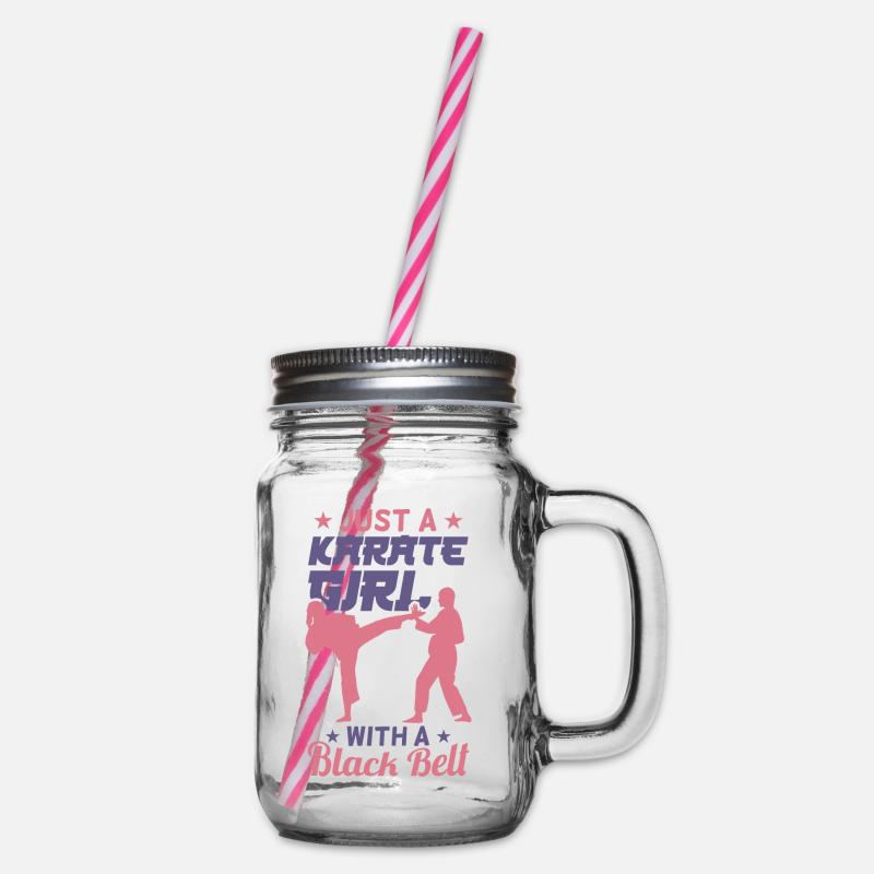 Karate Mädchen - Henkelglas mit Schraubdeckel - Klar
