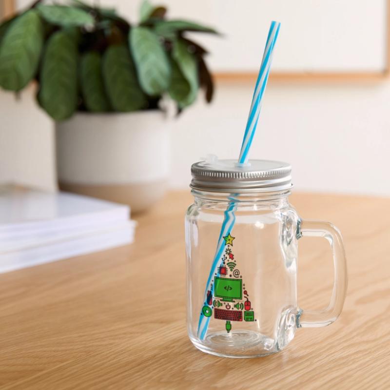 Code Computer Code Debug Scripting Programmer Glass jar with handle and screw cap