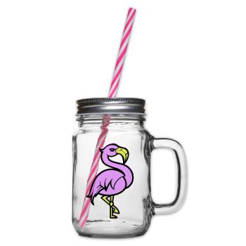 flamingo comic - Henkelglas mit Schraubdeckel - Klar - Rechts