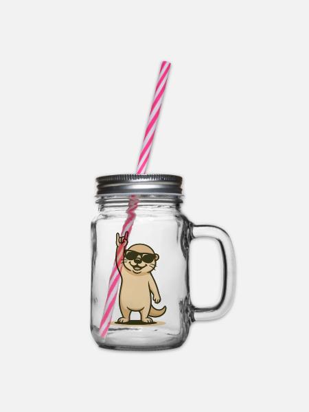 Wellen-Rocker Otter - Henkelglas mit Schraubdeckel - Klar
