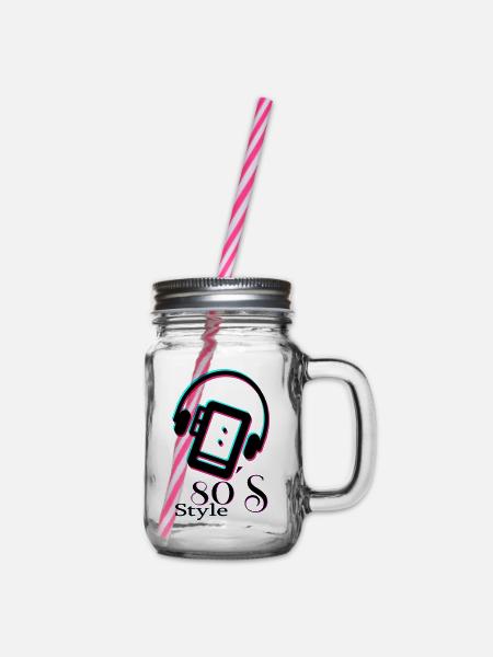 Retro-Design der 80er - Henkelglas mit Schraubdeckel - Klar
