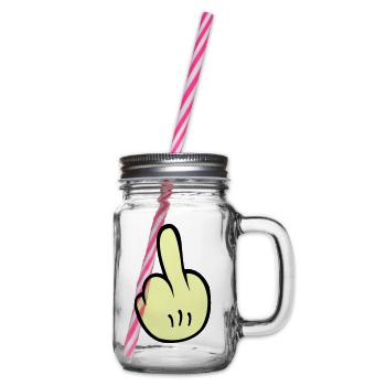 Mittelfinger Comic - Henkelglas mit Schraubdeckel - Klar - Rechts