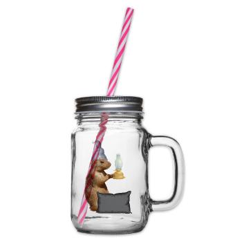 Murmeltiere Nachthemd Schlafanzug Pyjama Nachtlich - Henkelglas mit Schraubdeckel - Klar - Rechts