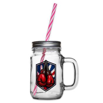 Union Jack Schild Boxhandschuhe - Henkelglas mit Schraubdeckel - Klar - Rechts