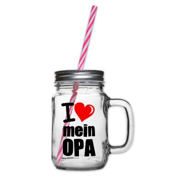 I Love mein Opa - Henkelglas mit Schraubdeckel - Klar - Rechts