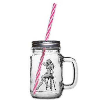 Klassisches Pin-up: Blonde Retro-Schönheit - Henkelglas mit Schraubdeckel - Klar - Rechts