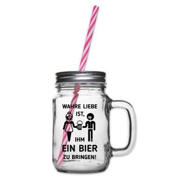 Wahre Liebe Ist, Ihm Ein Bier Zu Bringen! (1C) - Henkelglas mit Schraubdeckel - Klar - Rechts