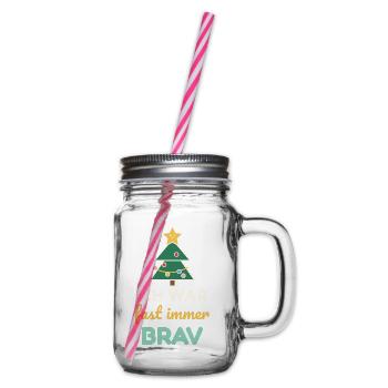 Ich war fast immer brav – Weihnachtsshirt Kinder - Henkelglas mit Schraubdeckel - Klar - Rechts