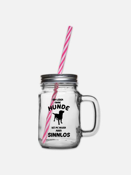 Hund Hunde Haustier Hundeliebe Geschenk T-Shirt - Henkelglas mit Schraubdeckel - Klar