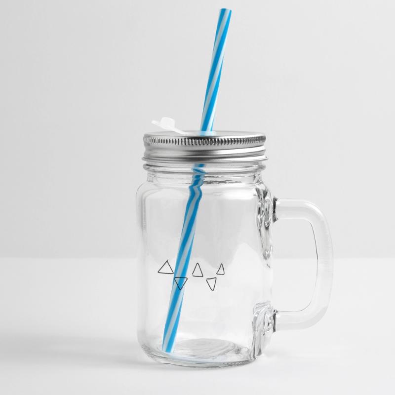 Triangular pattern Glass jar with handle and screw cap