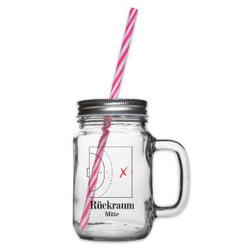 Rückraum Mitte - Handball - Henkelglas mit Schraubdeckel - Klar - Rechts
