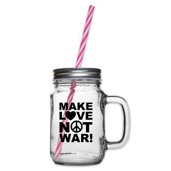05 Make Love not war Herz Peace - Henkelglas mit Schraubdeckel - Klar - Rechts