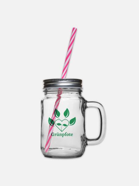"Grünpfote" Pflanzenliebhaber Design - Henkelglas mit Schraubdeckel - Klar