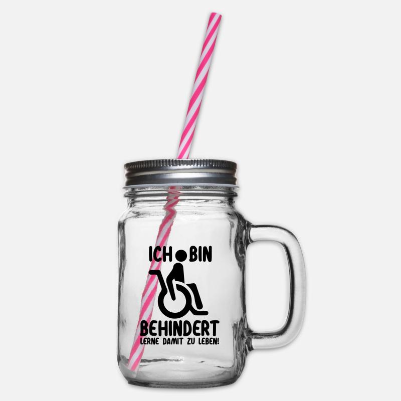 Ja, ich bin behindert | Rollstuhl Handicap - Henkelglas mit Schraubdeckel - Klar