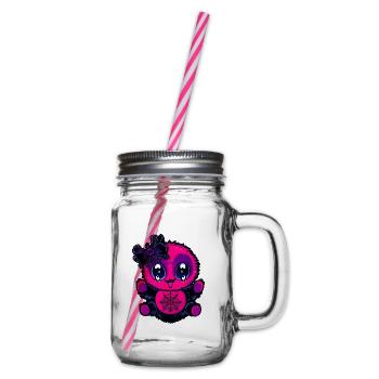 Kawaii Spinnenbaby mit Netz - Henkelglas mit Schraubdeckel - Klar - Rechts
