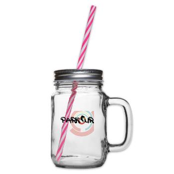 Parkour, Freerunning Backflip Freestyly Acrobatic - Glass jar with handle and screw cap - clear - Right