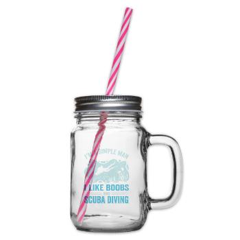 Diver Diving Gift, Holiday Egypt Gift - Glass jar with handle and screw cap - clear - Right