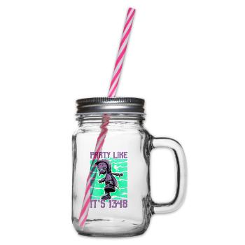 Horror Plague Doctor Film Festival Halloween Zombie - Glass jar with handle and screw cap - clear - Right