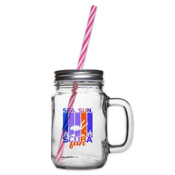 Scuba Diving, Scuba Diving, Holiday Sea Diver - Glass jar with handle and screw cap - clear - Right