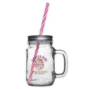 Skateboarder Skater Girl Women Sk8er Skateboard - Glass jar with handle and screw cap - clear - Right