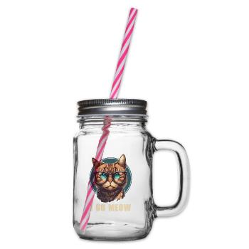 "I Go Meow" Perfect for cat lovers with a sense of humor - Glass jar with handle and screw cap - clear - Right