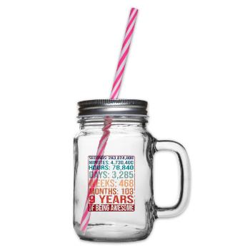 9 years old! Birthday gift for 9th birthday - Glass jar with handle and screw cap - clear - Right