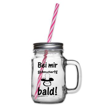 Schnuller Baby Kind Geburt Schwanger Geschenk - Henkelglas mit Schraubdeckel - Klar - Rechts