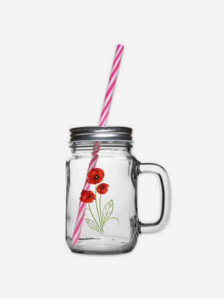 Coquelicots avec des feuilles de filigrane. Été. - Bocal à boisson - transparent