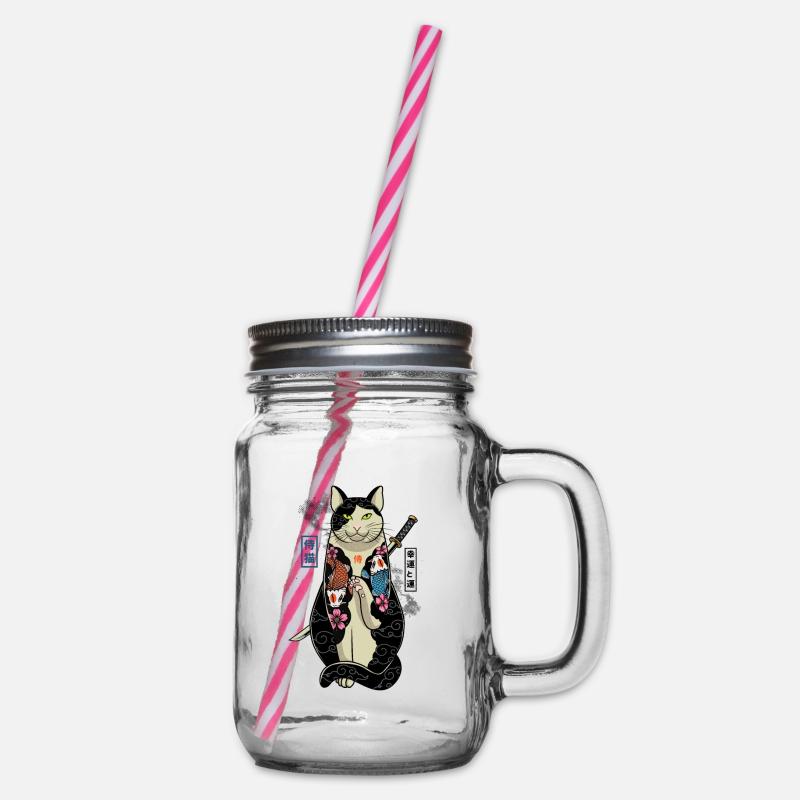 samurai cat - maneki neko - Bocal à boisson - transparent