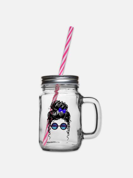 Messy Bun Palm - Henkelglas mit Schraubdeckel - Klar