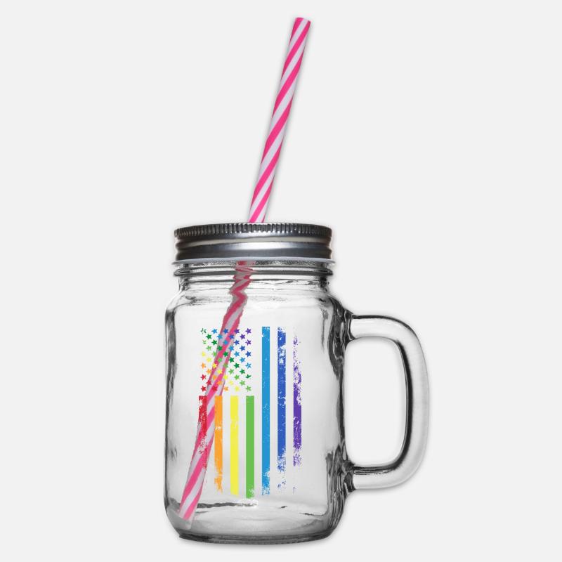 LGBT - Glass jar with handle and screw cap - clear